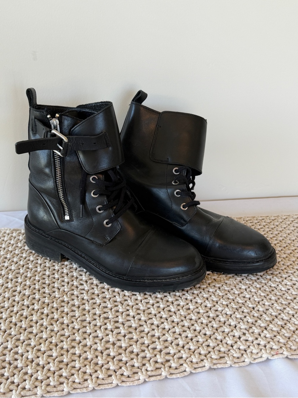 AllSaints Black Leather Boot Sole Detail